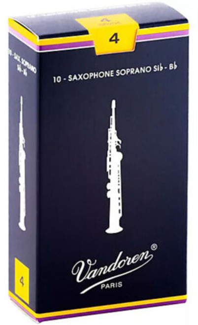 4; Soprano Saxophone Reeds; Vandoren Traditional; 10 per box