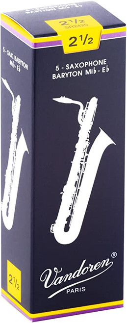 2 1/2; Baritone Saxophone Reeds; Vandoren Traditional; 5 per box