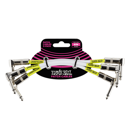 Ernie Ball 6" Angle / Angle Patch Cable 3-Pack - White