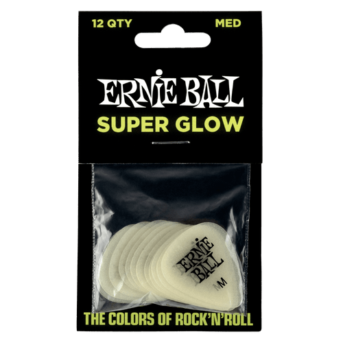 Ernie Ball Super Glow Cellulose Picks Medium 12-pack