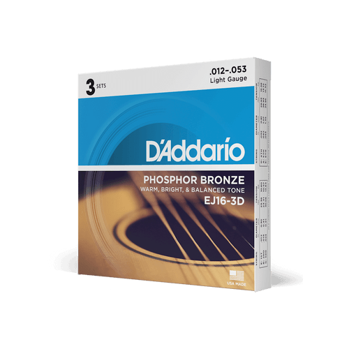 D'Addario 3 Set Value Pack Phosphor Bronze, Light, 12-53