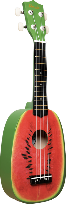 Amahi Pineapple Shape Ukulele with Watermelon Design includes basic nylon bag