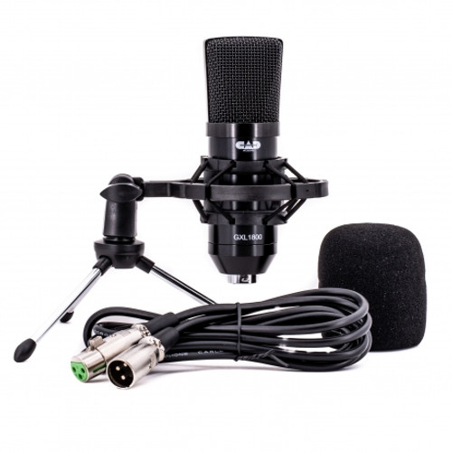 CAD GXL1800 Side Address Studio Condenser Mic Includes Studio Shock Mount, Tripod stand, XLR cable and Foam Windscreen.