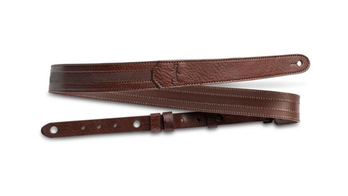 Taylor Slim Leather Strap, Chocolate Brown w/ Engraving, 1.50", Emobossed Logo