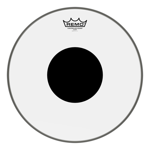 Remo Batter, CONTROLLED SOUND, Clear, 12" Diameter, BLACK DOT On Top