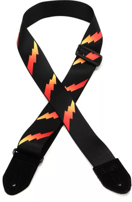 Levy's 2" Print Guitar Strap on Polyester with Suede Leather Ends. Black Plastic Slide And Black Suede Ends. Adjustable From 35"to 60". (MPRB2002)