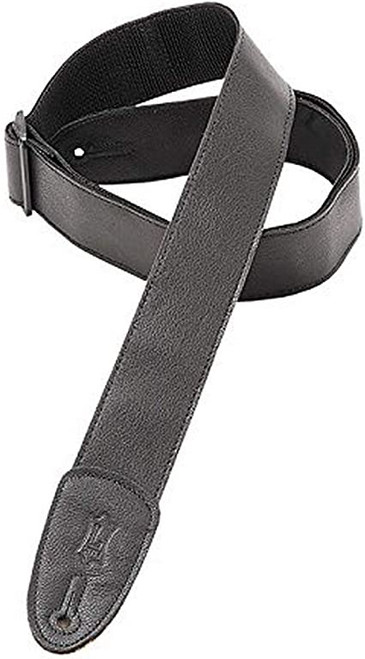 Levy's 2" Garment Leather Guitar Strap With Easy-slide Polypropylene Backing And Tri-glide Adjustment. Adjustable To 56". Black Color