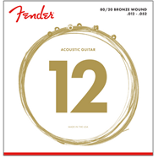 Fender 80/20 Bronze Acoustic Strings, Ball End, 70L .012-.052