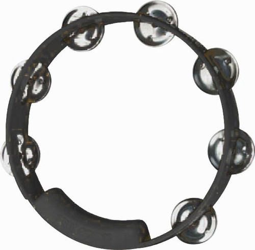 Rhythm Tech 8" TRUE COLOR Tambourine W/ SINGLE ROW JINGLES, BLACK
