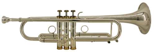 Avalon Bb Trumpet, Silver plated body, Solid silver leadpiece, bore 0.459, with case and mouthpiece, one piece bell. Similar to Getzen 3001S