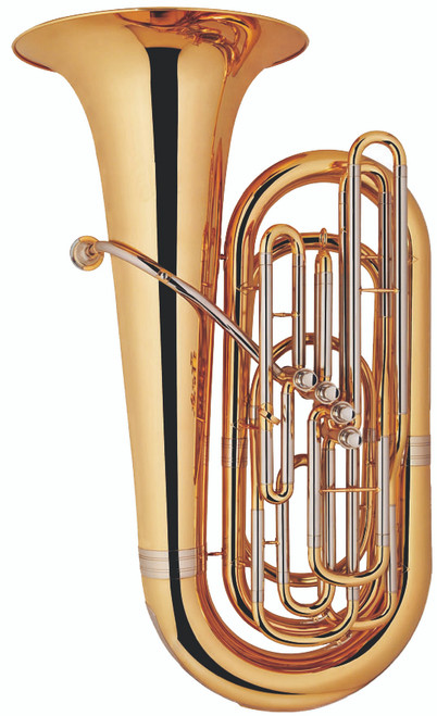 BBb Tuba 4 front action pistons, Lacquer, 0.661" bore, 15" upright bell, with Case and mouthpiece