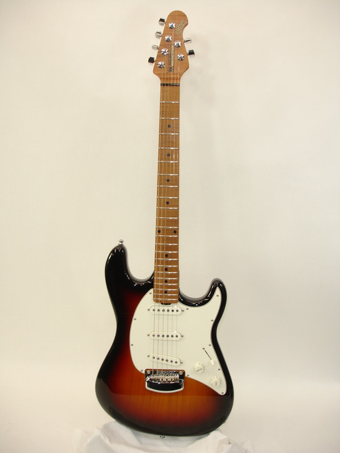 2018 Ernie Ball Music Man Cutlass SSS Electric Guitar, Roasted Figured Maple Neck & Fingerboard, Shell Pickguard Cutlass & Chrome Hardware - Vintage Sunburst w/ Case - Previously Owned