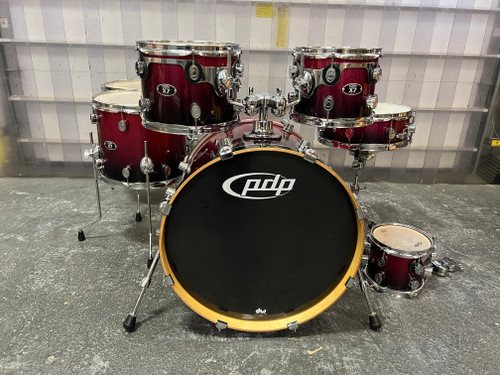 PDP X7 Series 7-Piece Drum Set w/ Hardware, Pink to Black Sparkle Fade - Previously Owned