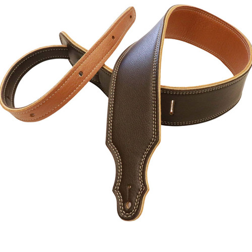 Franklin 2.5" Chocolate/Gold Reversible Leather/Natural Stitch