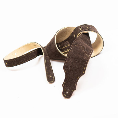 Franklin 2.5" Suede/Contrast Stitching/Choc/Gold Stitching