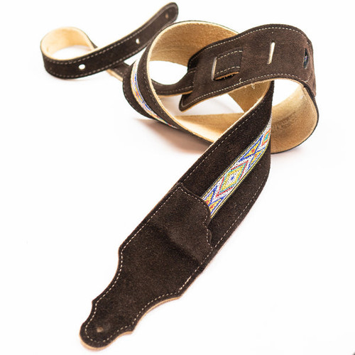 Franklin 2.5" Suede w/Hitch Weave and Natural Stitching/Chocolate