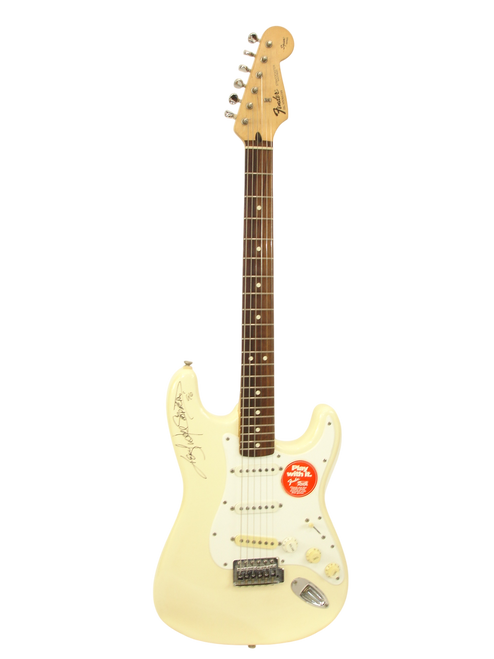 1995 Squier Stratocaster Electric Guitar, Rosewood Fingerboard, White w/ Jewel Autograph - Previously Owned
