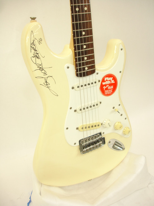 1995 Squier Stratocaster Electric Guitar, Rosewood Fingerboard, White w/ Jewel Autograph - Previously Owned