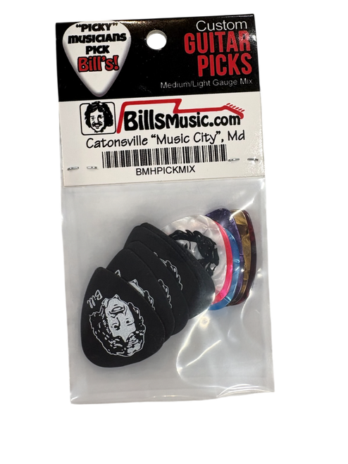 Bill's Music Logo 12 Pack Guitar Picks - Med/Lite Mix