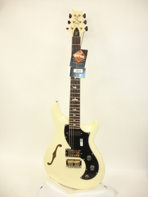 PRS S2 Vela Semi-Hollow Electric Guitar, Antique White w/ Gig Bag