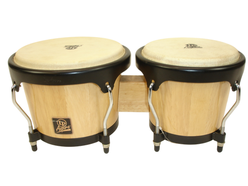 Latin Percussion Aspire Wood Bongos, Natural with Black Hardware - Previously Owned Latin Percussion Aspire Wood Bongos, Natural with Black Hardware - Previously Owned