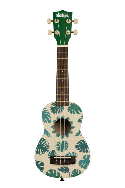 Kala MONSTERA Leaf Ukadelic Soprano Ukulele w/ drawstring bag