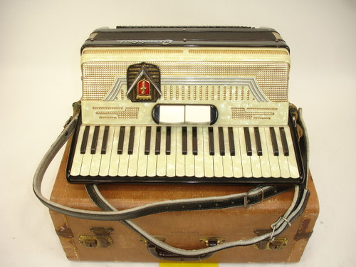 Frontalini Piano Accordion, White with Case - Previously Owned