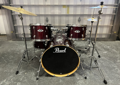 Pearl Export Series 5-Piece Drum Kit, Wine Red Gloss w/ Hardware & Sabian SBR Cymbals - Previously Owned