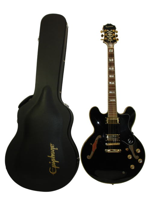 2019 Epiphone Sheraton-II PRO Semi-Hollowbody Electric Guitar, Ebony, Seymour Duncan Pickups w/ Case - Previously Owned 2019 Epiphone Sheraton-II PRO Semi-Hollowbody Electric Guitar, Ebony, Seymour Duncan Pickups w/ Case - Previously Owned