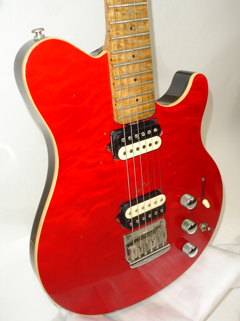 2000 Ernie Ball Music Man Axis Super Sport HH Hardtail Piezo Electric Guitar, Translucent Red - Previously Owned