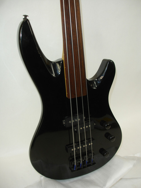 1996 Samick CB-4B Artist Series Fretless 4-String Bass Guitar, Black - Previously Owned