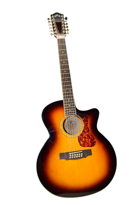 Guild F-2512CE Deluxe 12-String Cutaway Jumbo Acoustic Electric Guitar, Antique Burst - Previously Owned