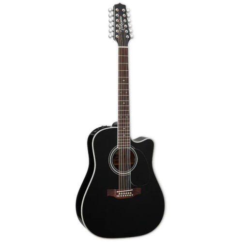 Takamine EF381SC 12-String Dreadnought Cutaway Acoustic Electric Guitar - Black with Case