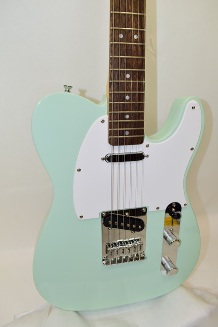 2024 Squier FSR Squier Sonic Telecaster Electric Guitar, Laurel Fingerboard, White Pickguard, Surf Green - Previously Owned
