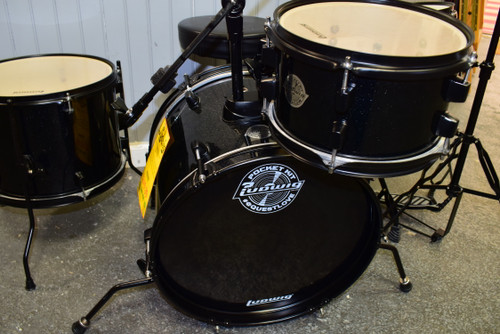 Ludwig Questlove Pocket Kit 4-Piece Drum Set, Black Sparkle w/ Hardware - Previously Owned