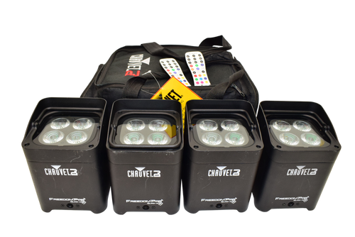 Chauvet Freedom Par Quad-4 IP (4-PACK) Indoor/Outdoor Battery-Powered Wirelss LED Par-Style Wash Light w/ Bag - Previously Owned