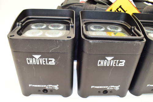 Chauvet Freedom Par Quad-4 IP (4-PACK) Indoor/Outdoor Battery-Powered Wirelss LED Par-Style Wash Light w/ Bag - Previously Owned