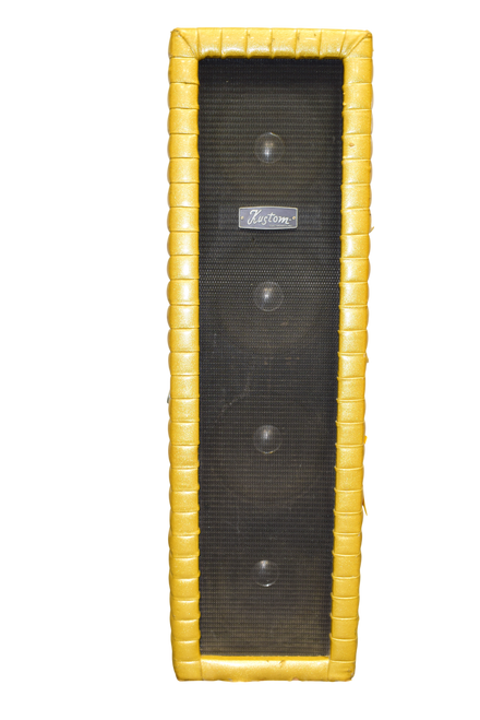 Vintage 70's Kustom Vertical 4x10" PA Speaker, Tuck & Roll Gold Sparkle - Previously Owned