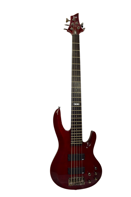ESP LTD B-305FM 5-String Electric Bass Guitar, Trans Red - Previously Owned