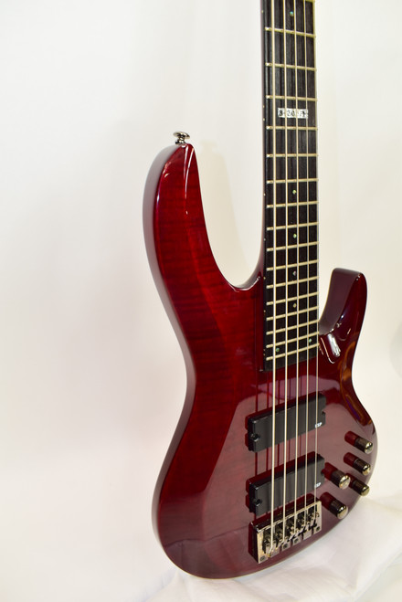 ESP LTD B-305FM 5-String Electric Bass Guitar, Trans Red - Previously Owned