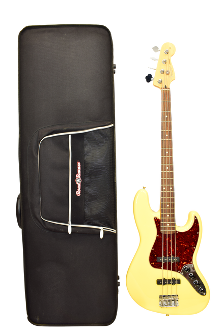 2008 Fender Deluxe Active Jazz Bass, Rosewood Fingerboard, Vintage White w/ Featherweight Case - Previously Owned