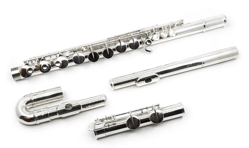 JZ G Alto Flute, Standard Model, Straight and Curved head joint, Silver plated body, head, foot & keys w/ Case