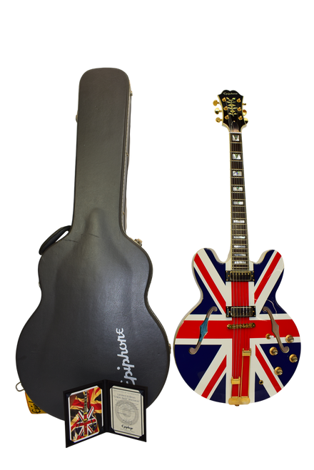 2014 Epiphone Union Jack Sheraton (Model E212T) Semi-Hollow Electric Guitar w/ Case & COA - Previously Owned