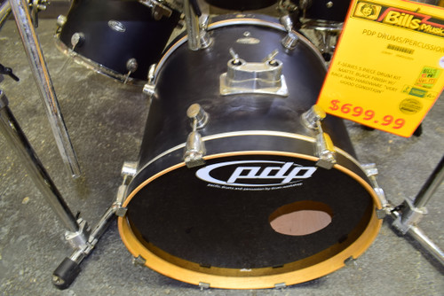 PDP Pacific F-Series 5-Piece Drum Set, Matte Black with Rack Stand & Hardware - Previously Owned