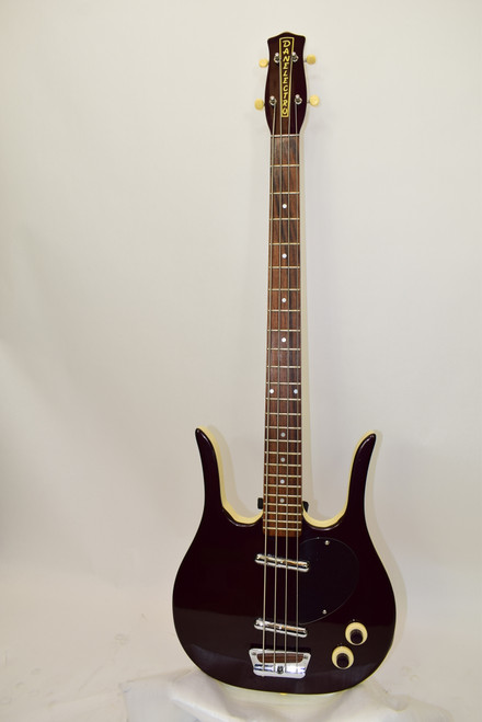 90's Danelectro Longhorn Electric Bass Guitar, Purple Sparkle w/ Bag - Previously Owned