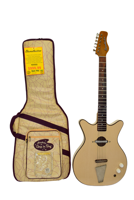 Vintage 60's Danelectro Convertible Hollow-Body Electric Guitar, Blonde w/ Gig Bag - Previously Owned