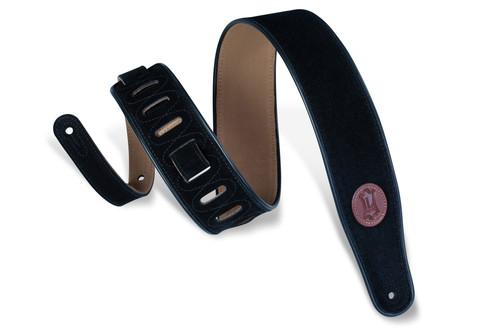 Levy MSS3BLK 2½" Signature Series Suede Guitar Strap With Black Decorative Piping