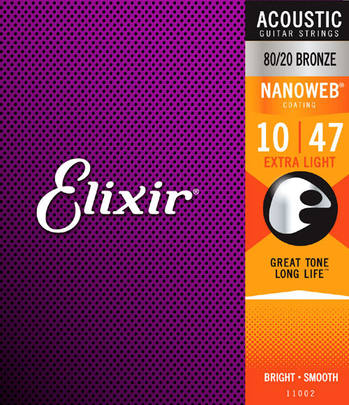 Elixir 80/20 Bronze with NANOWEB® Coating Extra Light Acoustic Guitar Strings