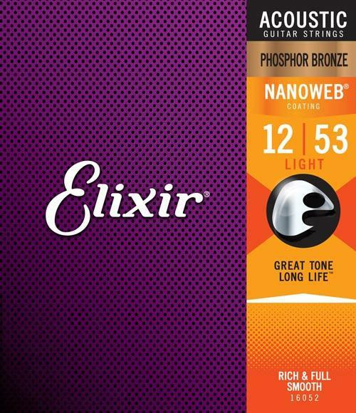 Elixir Acoustic Phosphor Bronze with NANOWEB® Coating Light Medium Guitar Strings