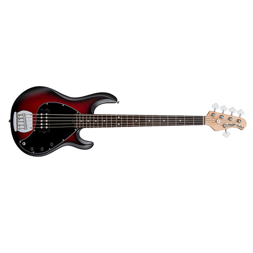 Sterling RAY5RRBSR1 Stingray 5 Bass, Ruby Red Burst Satin Finish